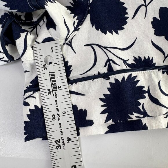 Boden Floral Pajama Set Top Shorts Size 10 White Blue Floral Sleepwear Cotton - Picture 12 of 16